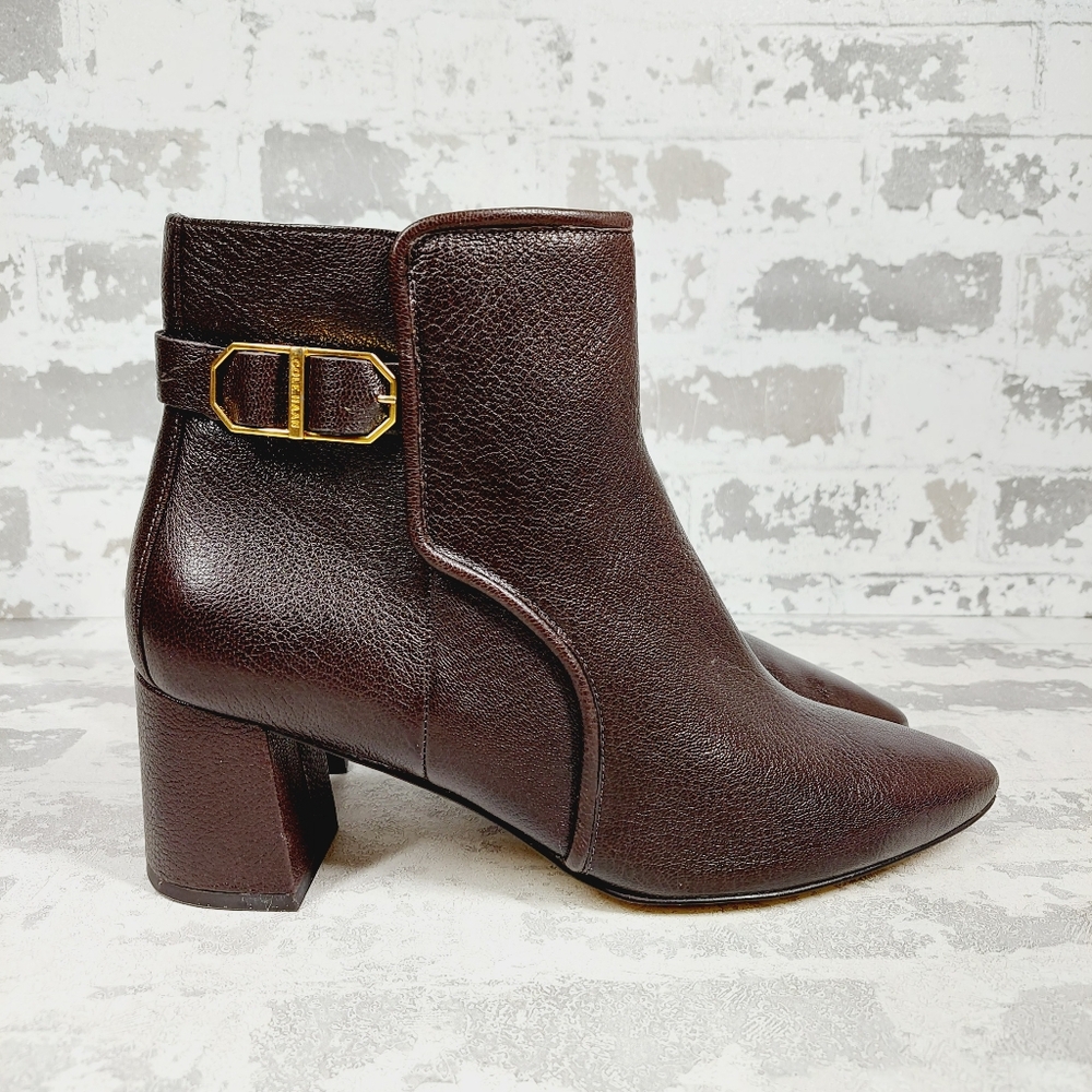 New Cole Haan Ettie Brown Leather Pointy Toe Ankle Boots H250 - Picture 6 of 11
